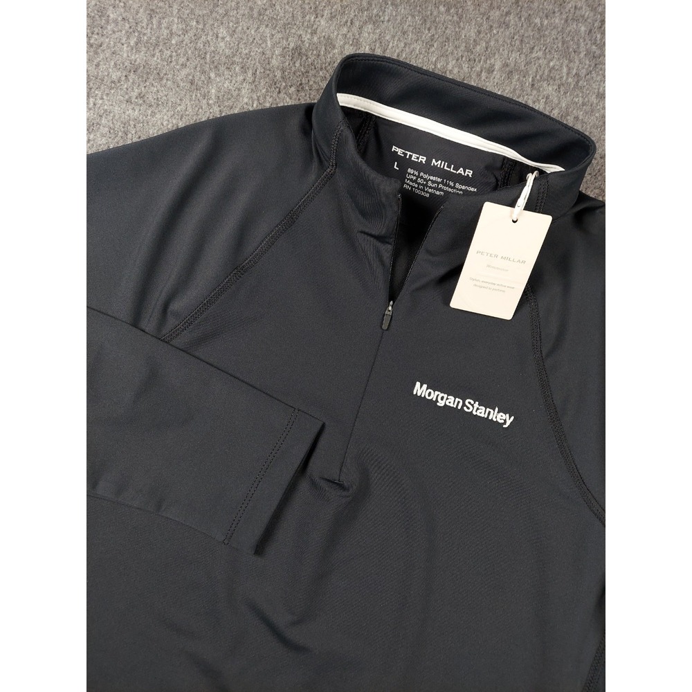 Peter Millar Sweater Womens Large Black Perth Quarter Zip Morgan Stanley NWT